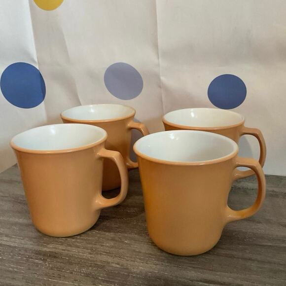 Vintage Pyrex Mugs Cups Maple Tan Set of 4 - Picture 1 of 14